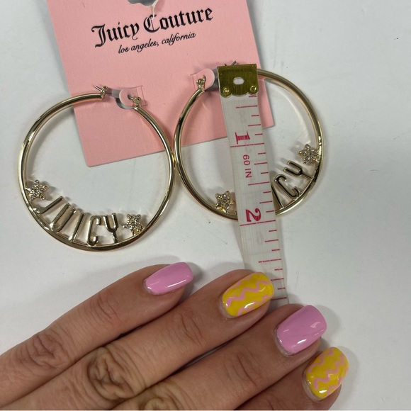 🌟JUICY COUTURE LARGE LOGO STAR HOOPS - Picture 7 of 8